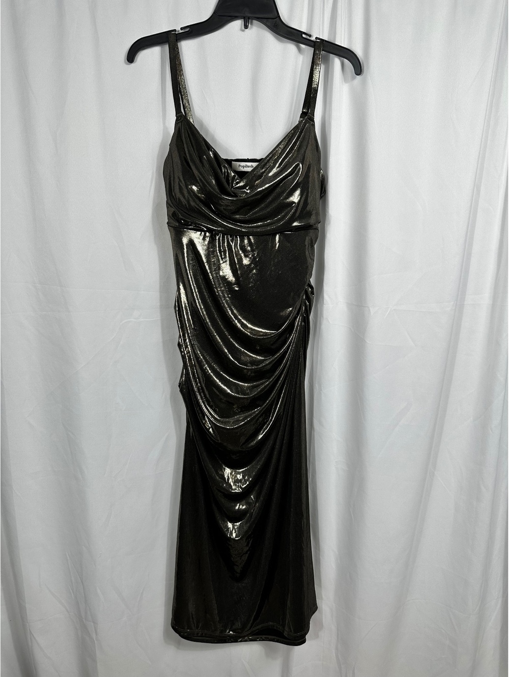Popilush Metallic Ruched Bodycon Dress Shapewear XXL